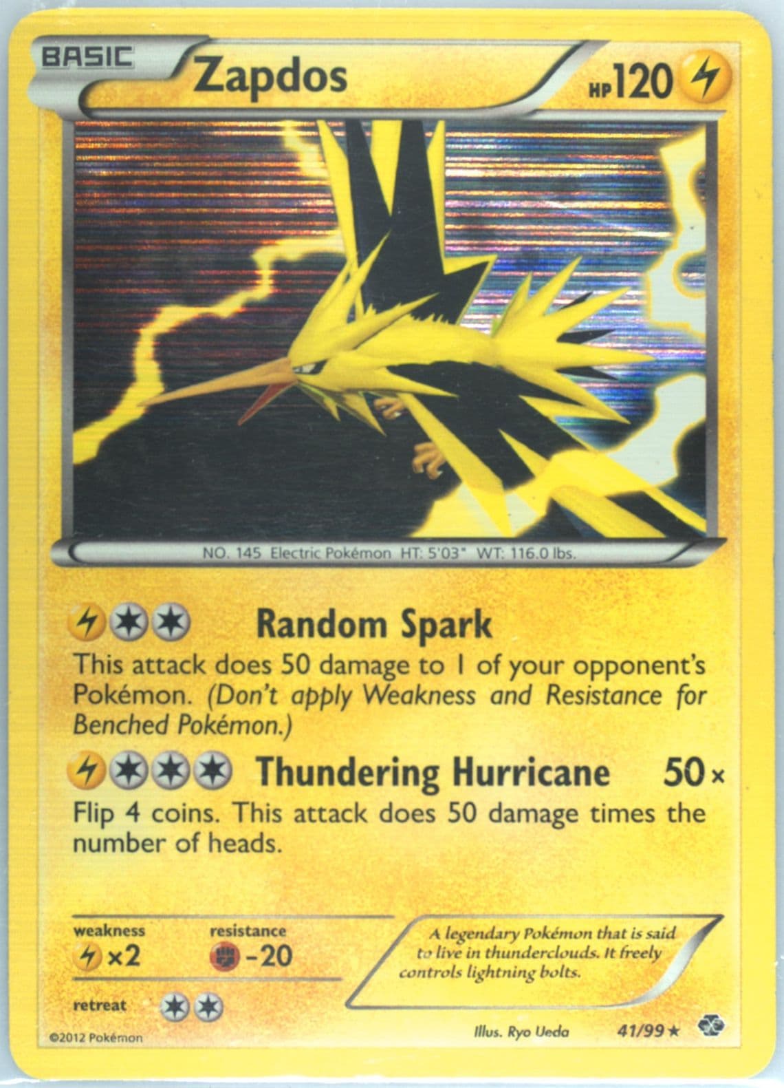 Zapdos-Holo Incomplete Holo (41) 2012 Pokemon Black & White Next Destinies