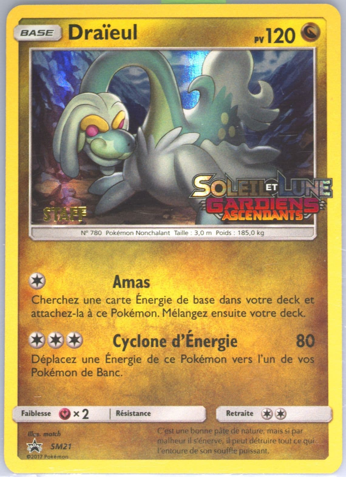 Draieul-Holo Guardians Rising Prerelease Staff French (SM21) 2017 Pokemon SM Black Star Promo