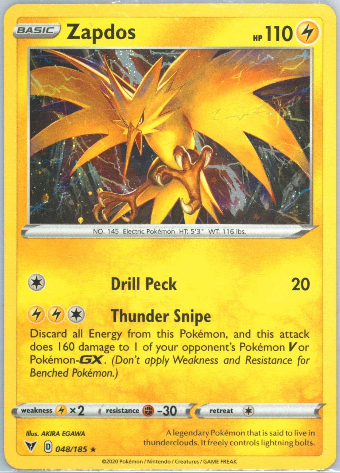 Zapdos-Holo (048) 2023 Pokemon Sword and Shield Silver Tempest Two Pack Blister