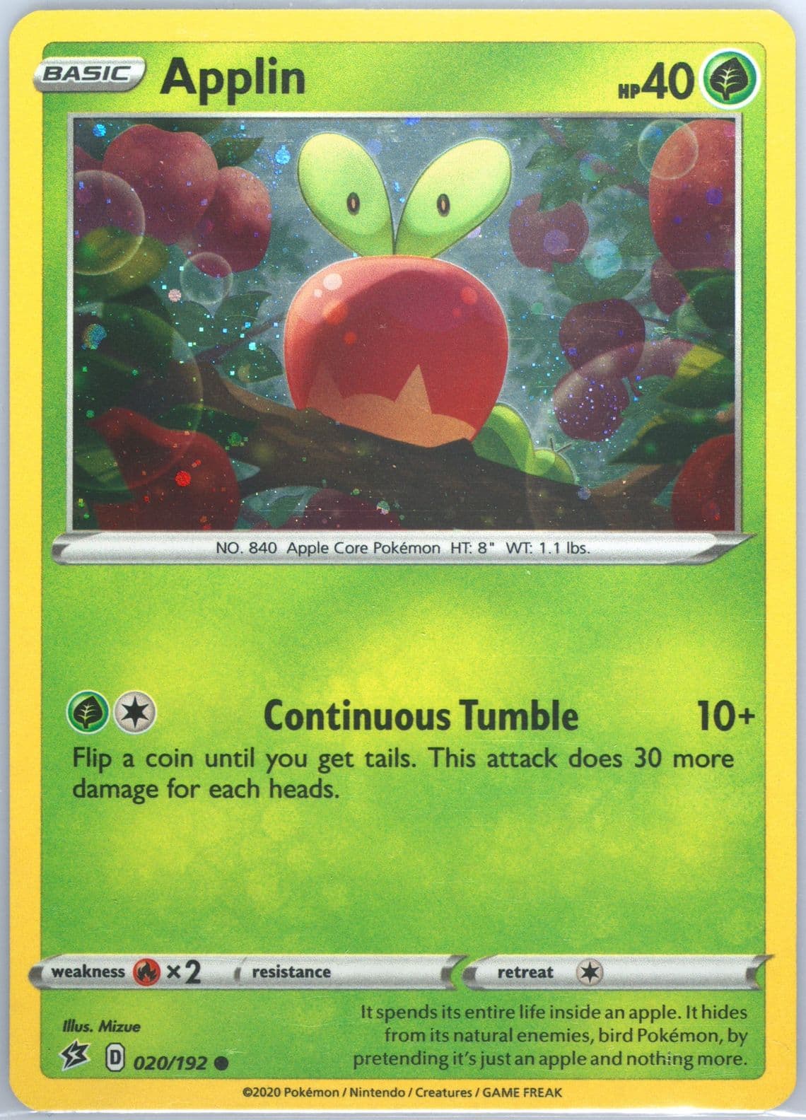 Applin-Holo Cosmos (020) 2020 Pokemon Sword & Shield Rebel Clash