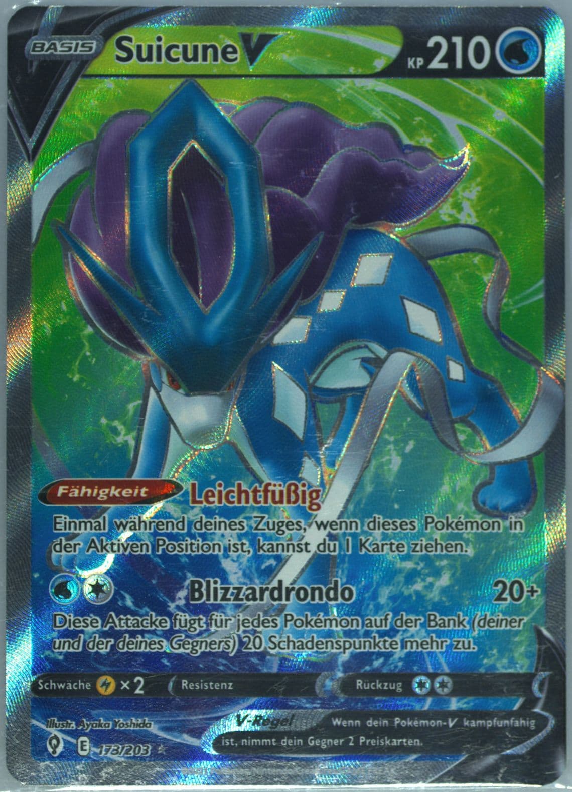 Full Art/Suicune V German (173) 2021 Pokemon Sword & Shield Evolving Skies