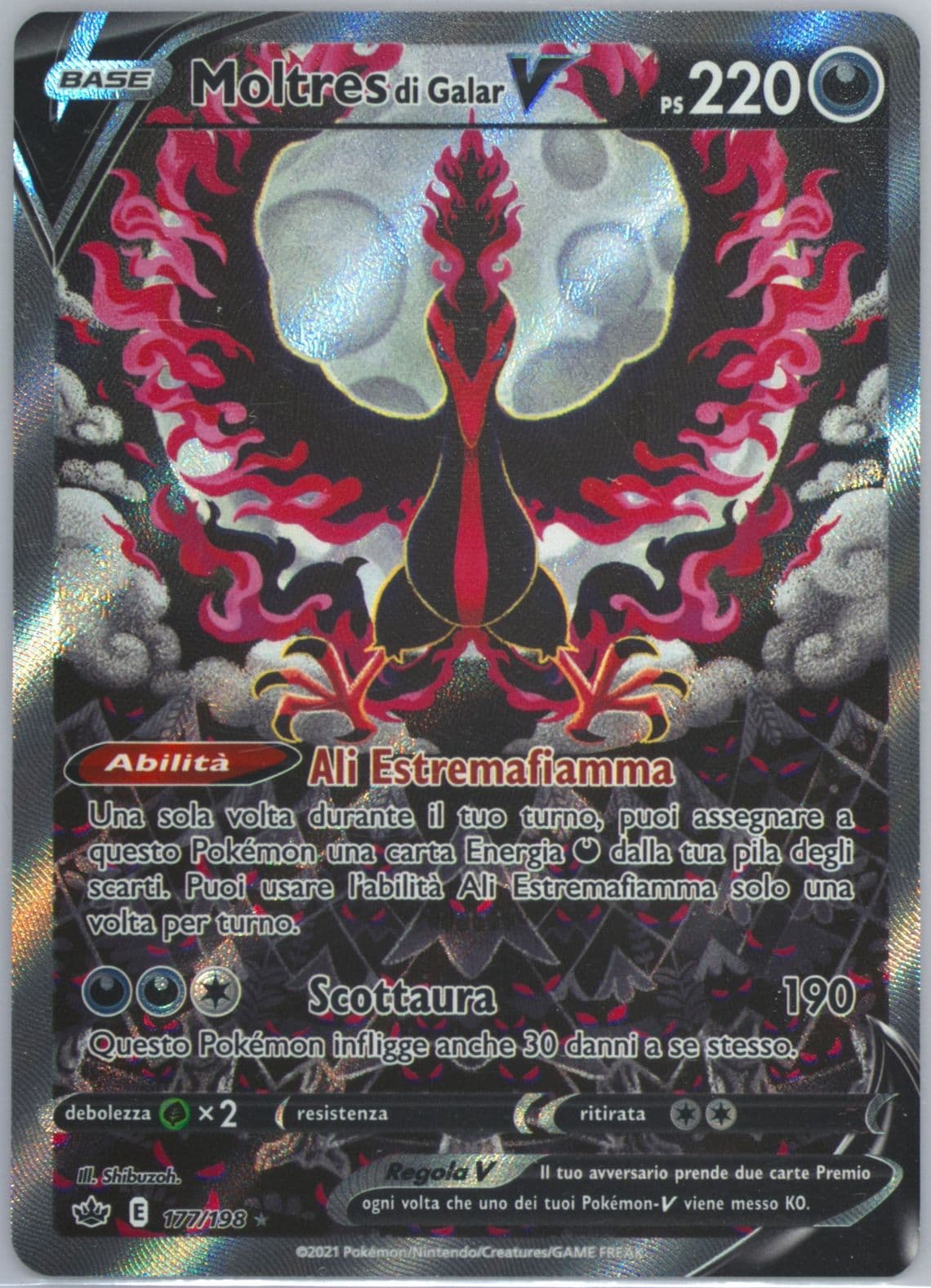 Full Art/Moltres DI Galar V Italian (177) 2021 Pokemon Sword & Shield Chilling Reign