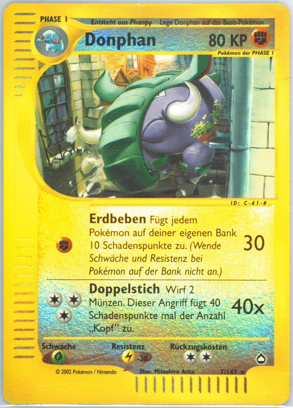 Donphan-Reverse Foil German (7) 2003 Pokemon Aquapolis