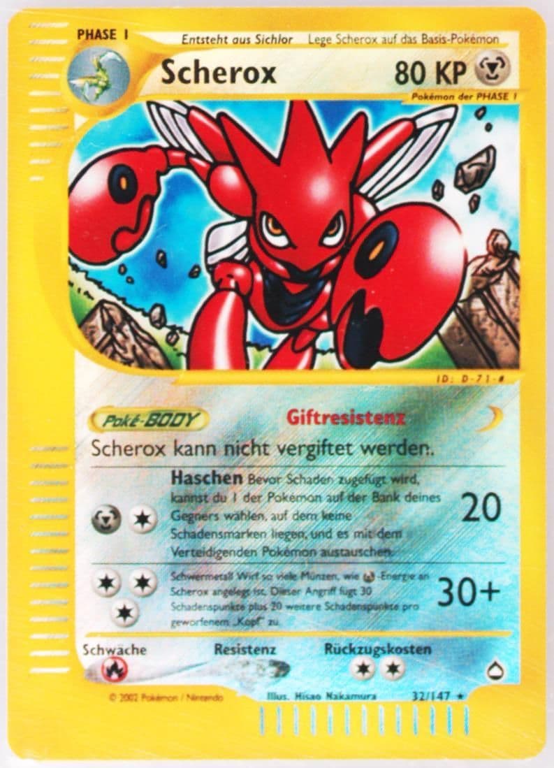Scherox-Reverse Foil German (32) 2003 Pokemon Aquapolis