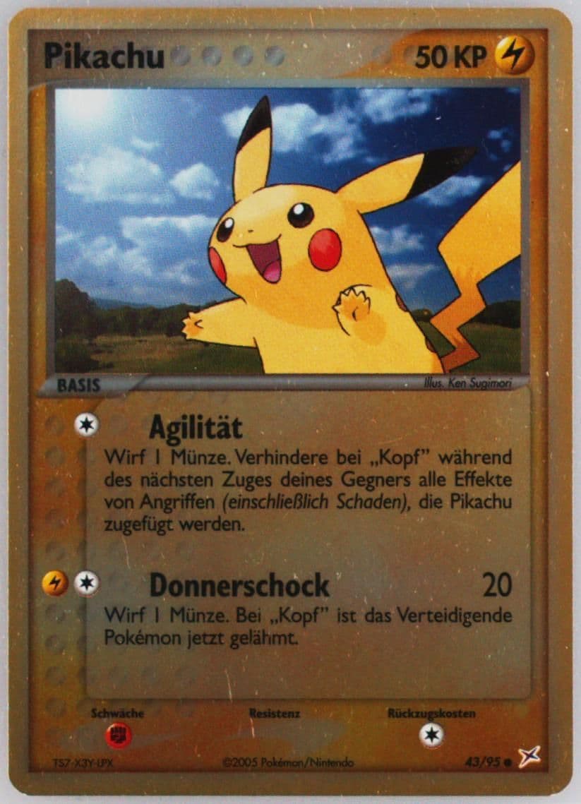 Pikachu-Reverse Foil (43) 2005 Pokemon German EX Team Magma VS Team Aqua