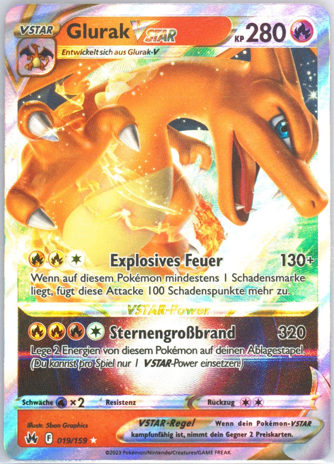 Glurak Vstar German (019) 2023 Pokemon Sword and Shield Crown Zenith