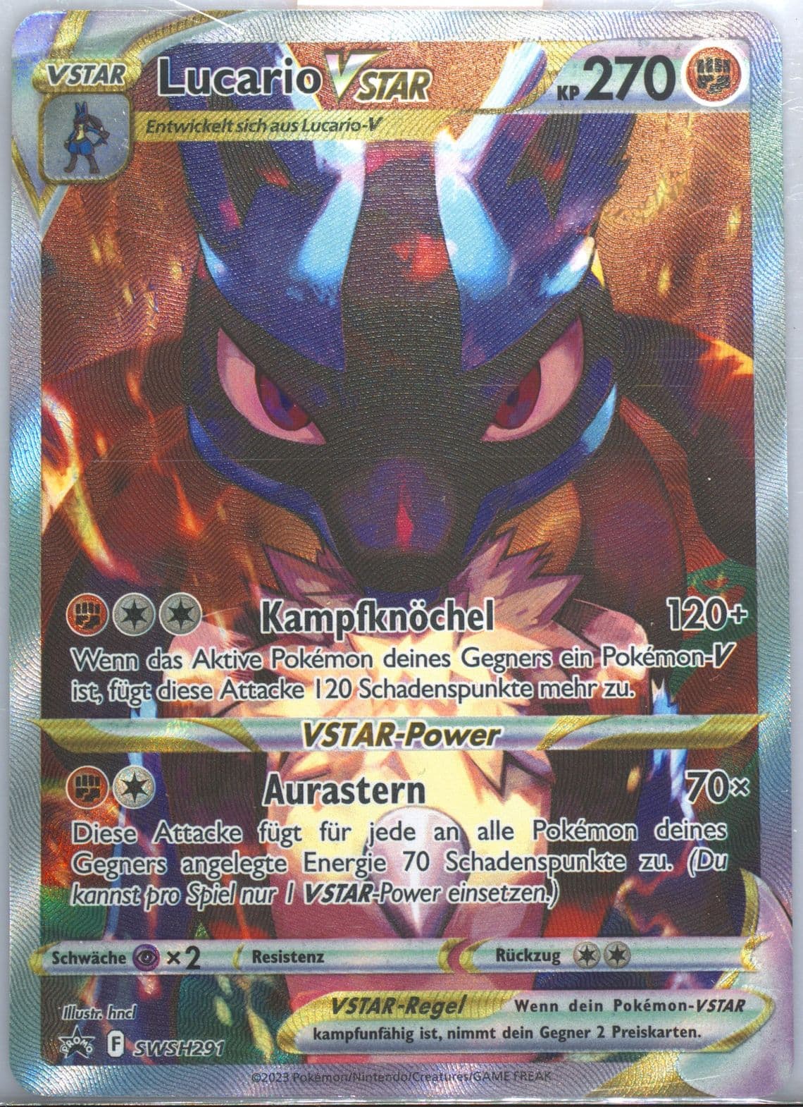 Full Art/Lucario Vstar Crown Zenith Elite Trainer Box-German (291) 2023 Pokemon Swsh Black Star Promo