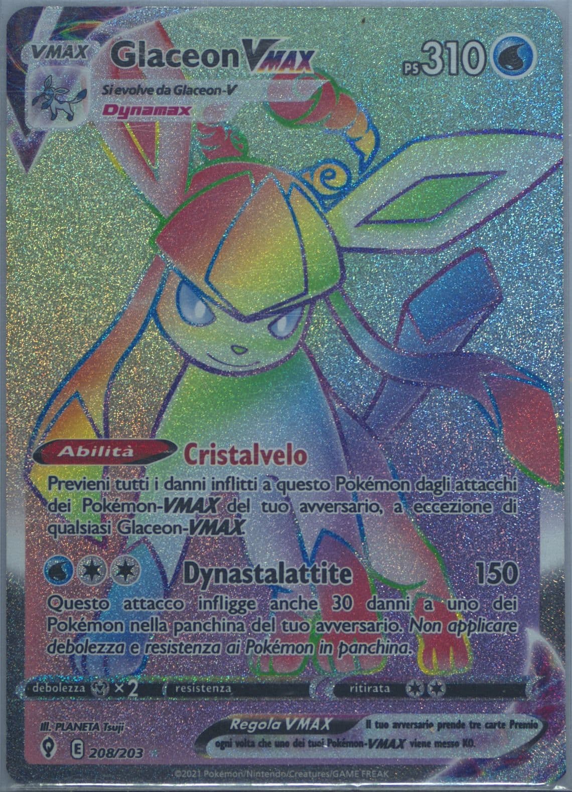 Full Art/Glaceon Vmax Italian-Secret (208) 2021 Pokemon Sword & Shield Evolving Skies