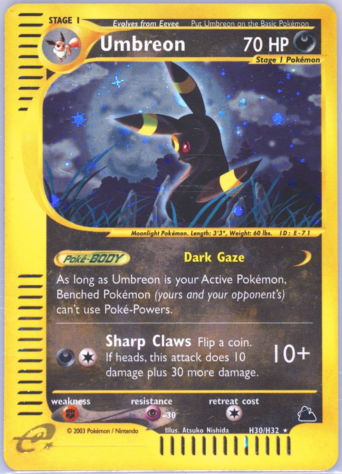 Umbreon-Holo (H30) 2003 Pokemon Skyridge