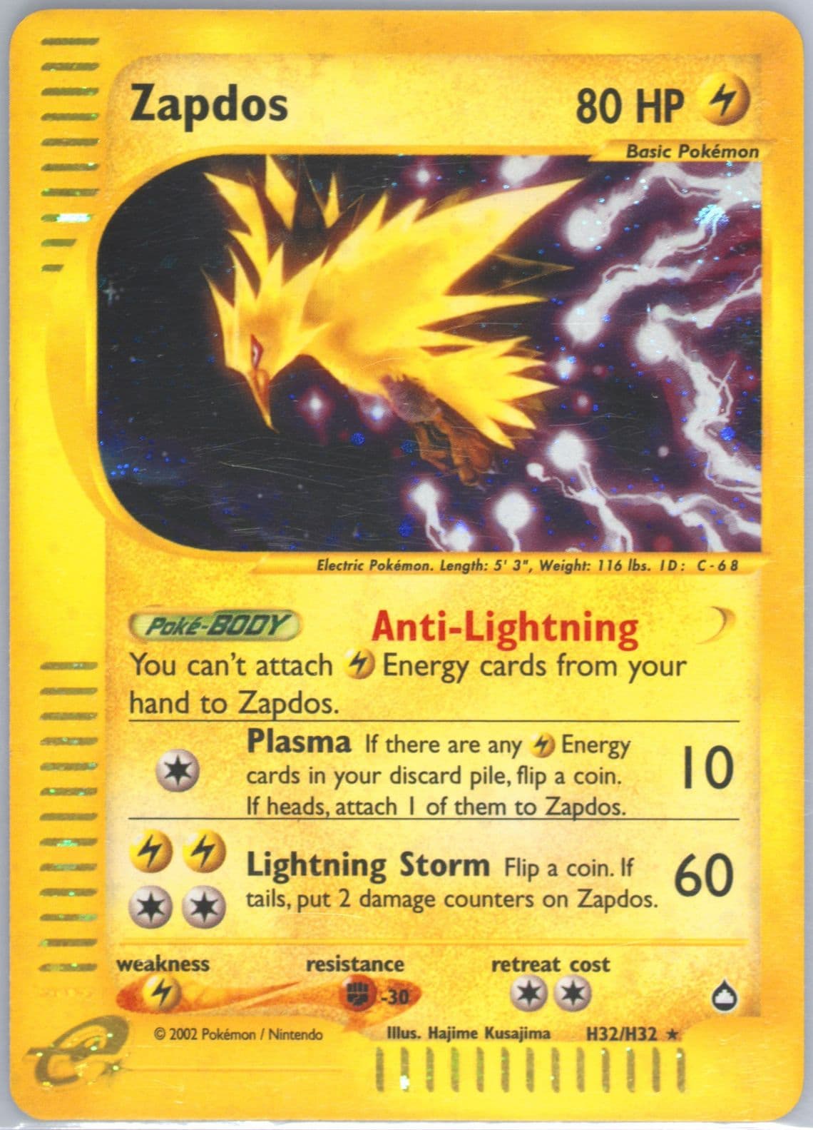 Zapdos-Holo (H32) 2003 Pokemon Aquapolis