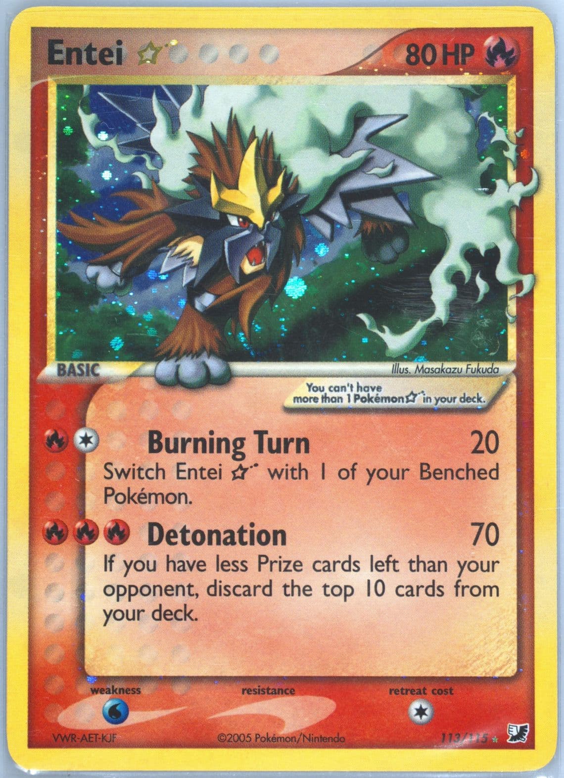 Entei-Holo Gold Star (113) 2005 Pokemon EX Unseen Forces