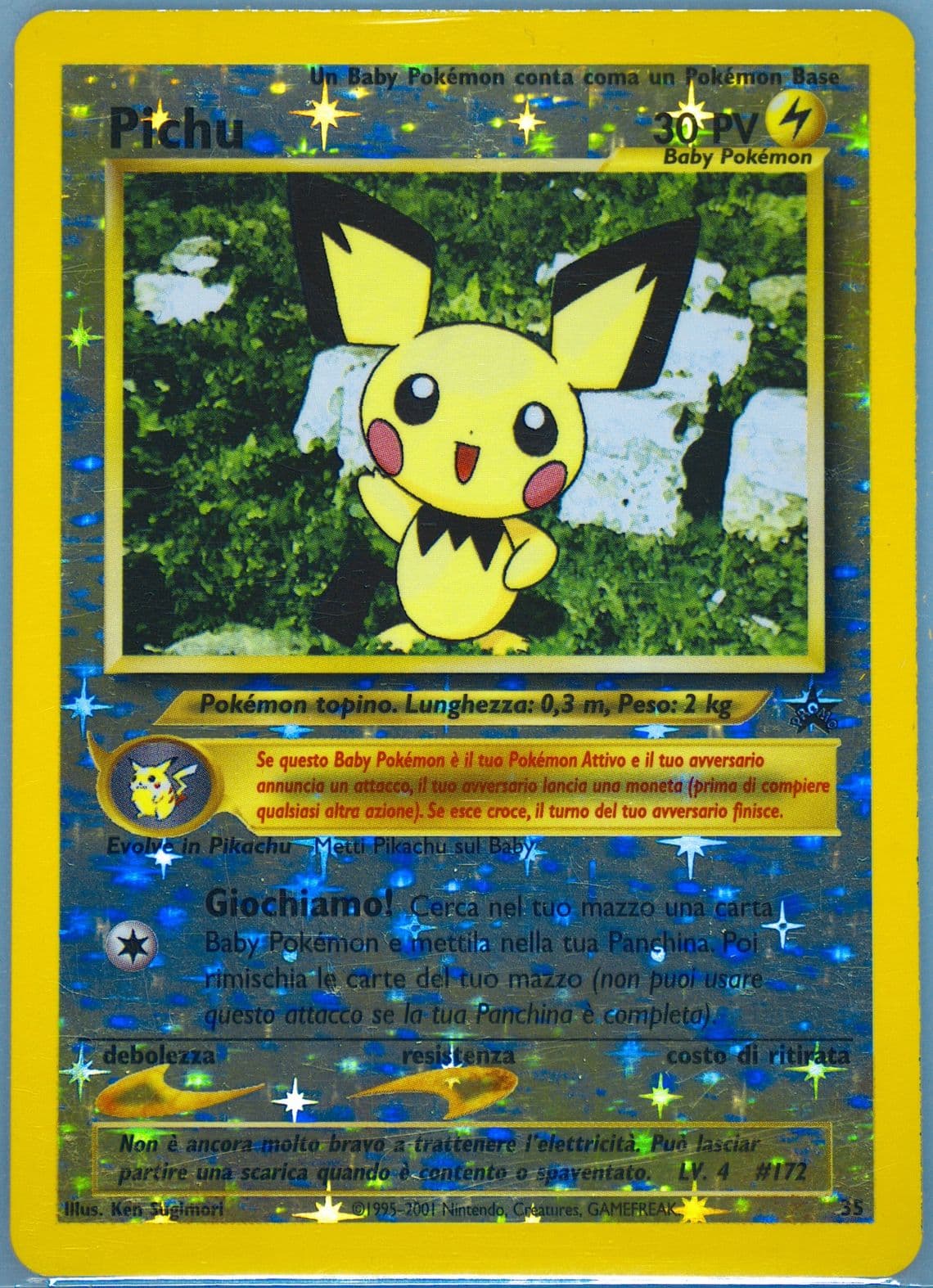 Pichu-Reverse Foil Pokemon League-Italian (35) 2001 Pokemon Promo Black Star