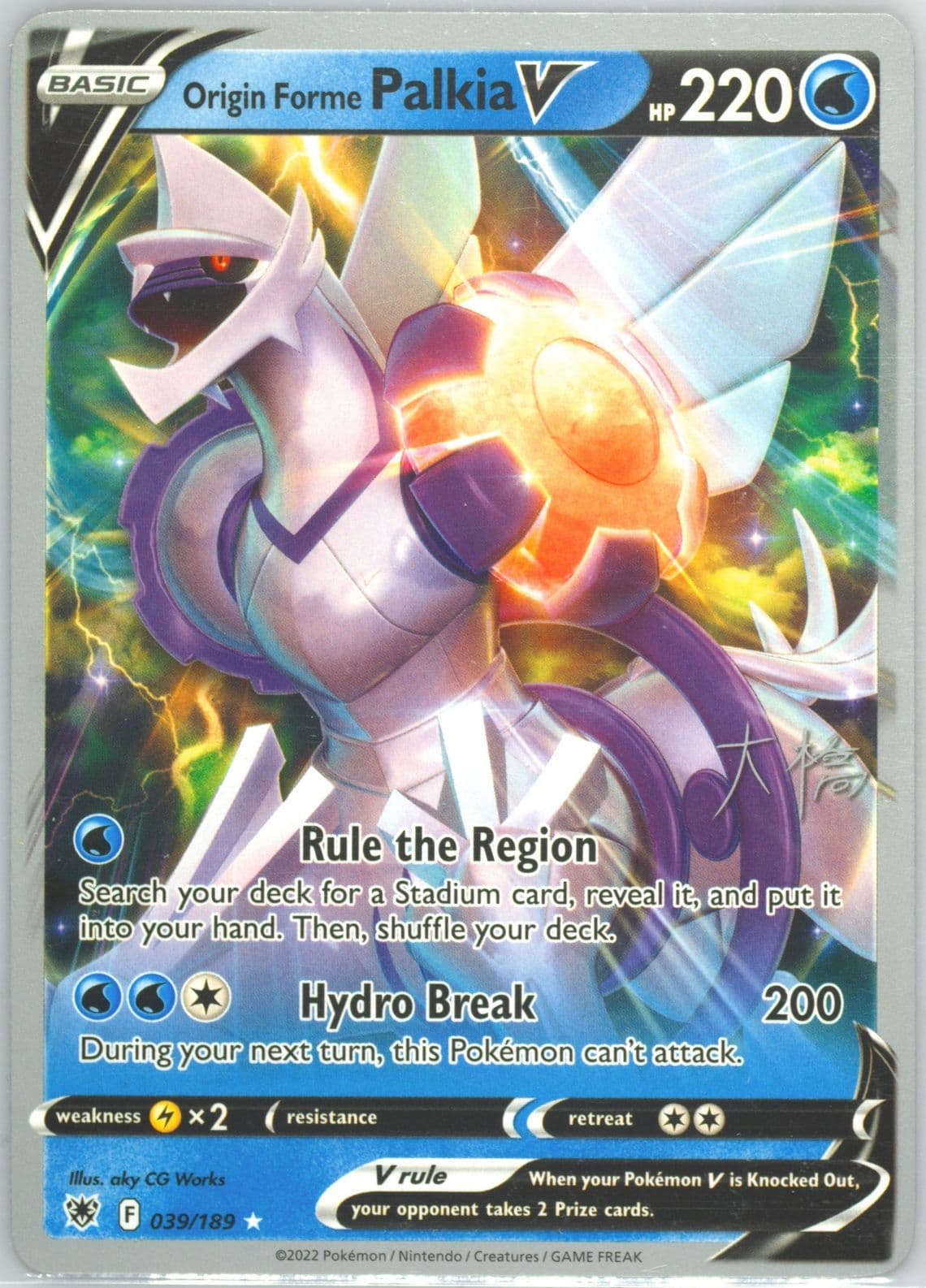 Origin Forme Palkia V Ice Rider Palkia (039) 2023 Pokemon 2022 World Championships Deck: Ice Rider Palkia