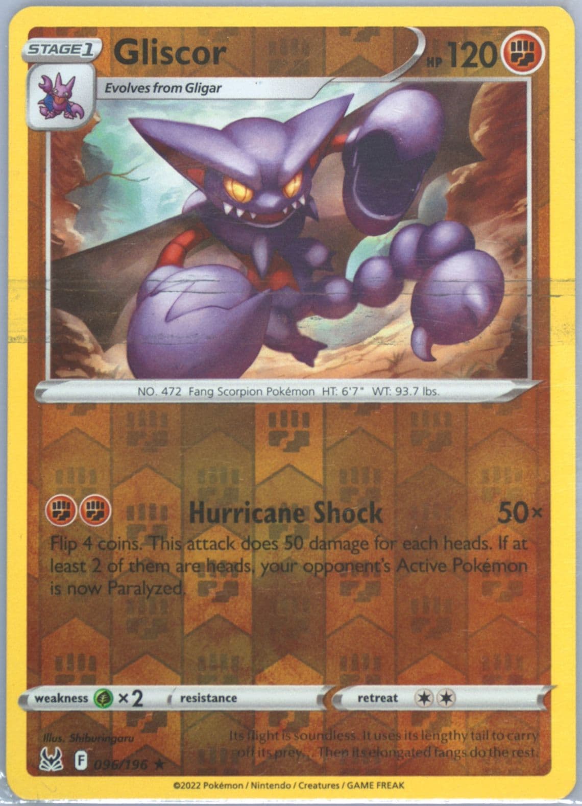 Gliscor-Reverse Foil (096) 2022 Pokemon Sword & Shield Lost Origin