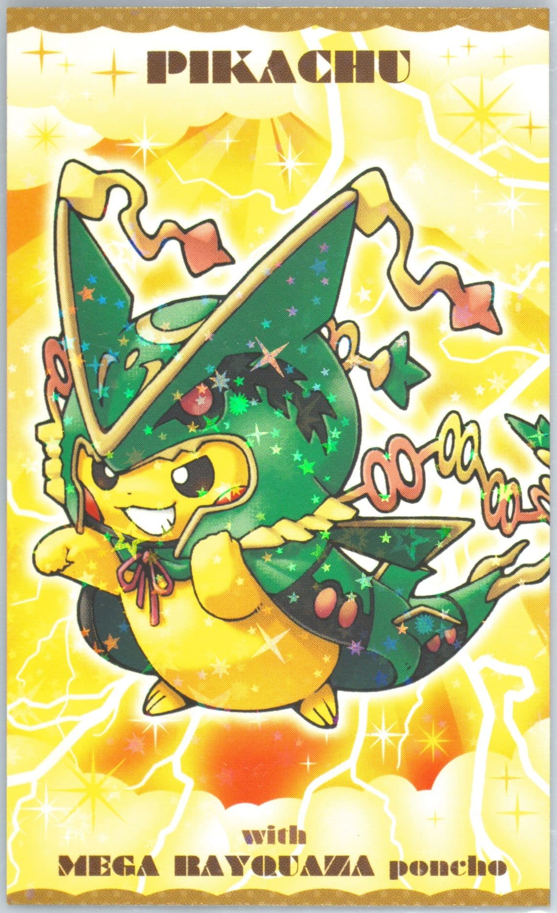 Poncho-Wearing Pikachu Mega Campaign Business Card-Mega Rayquaza-Stamped () 2016 Pokemon Japanese XY Promo