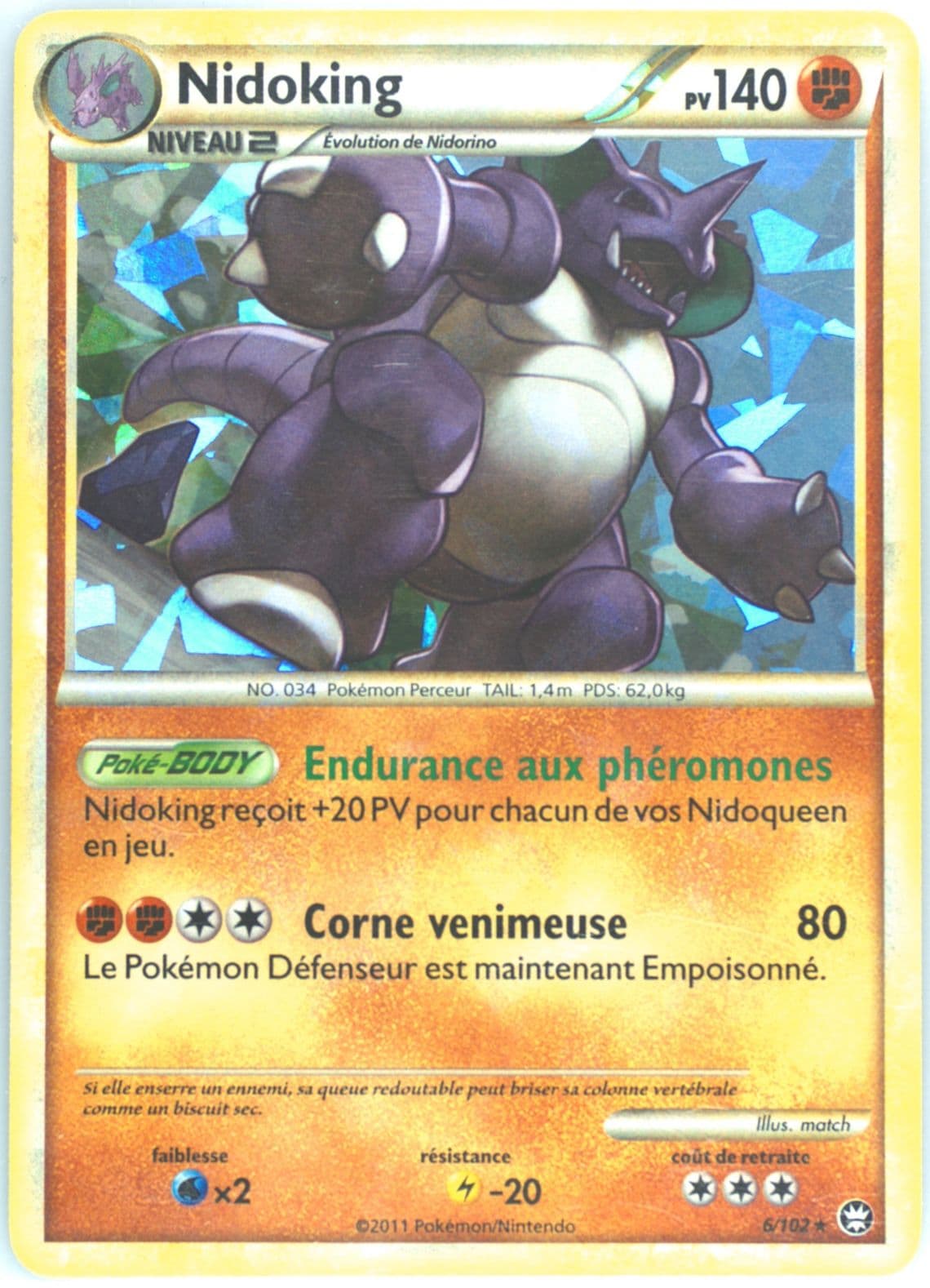 Nidoking-Holo Royal Guard Theme Deck (6) 2011 Pokemon French Heartgold & Soulsilver Triumphant