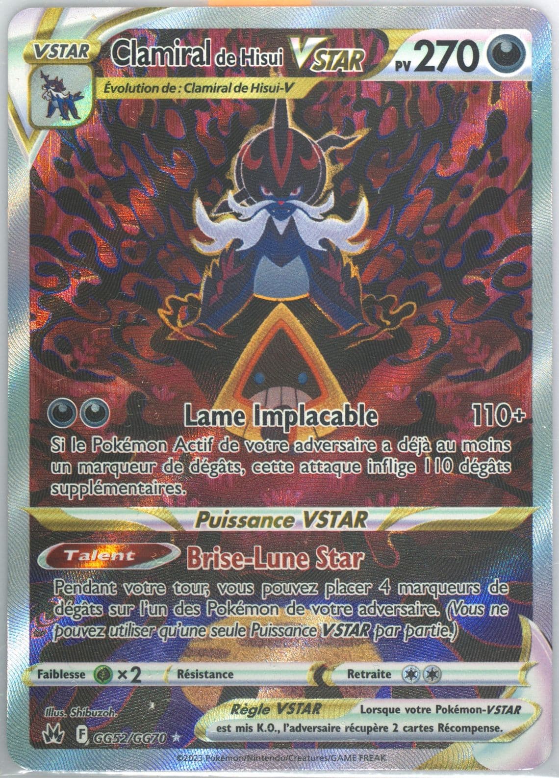 Full Art/Clamiral de Hisui Vstar French (GG52) 2023 Pokemon Sword and Shield Crown Zenith