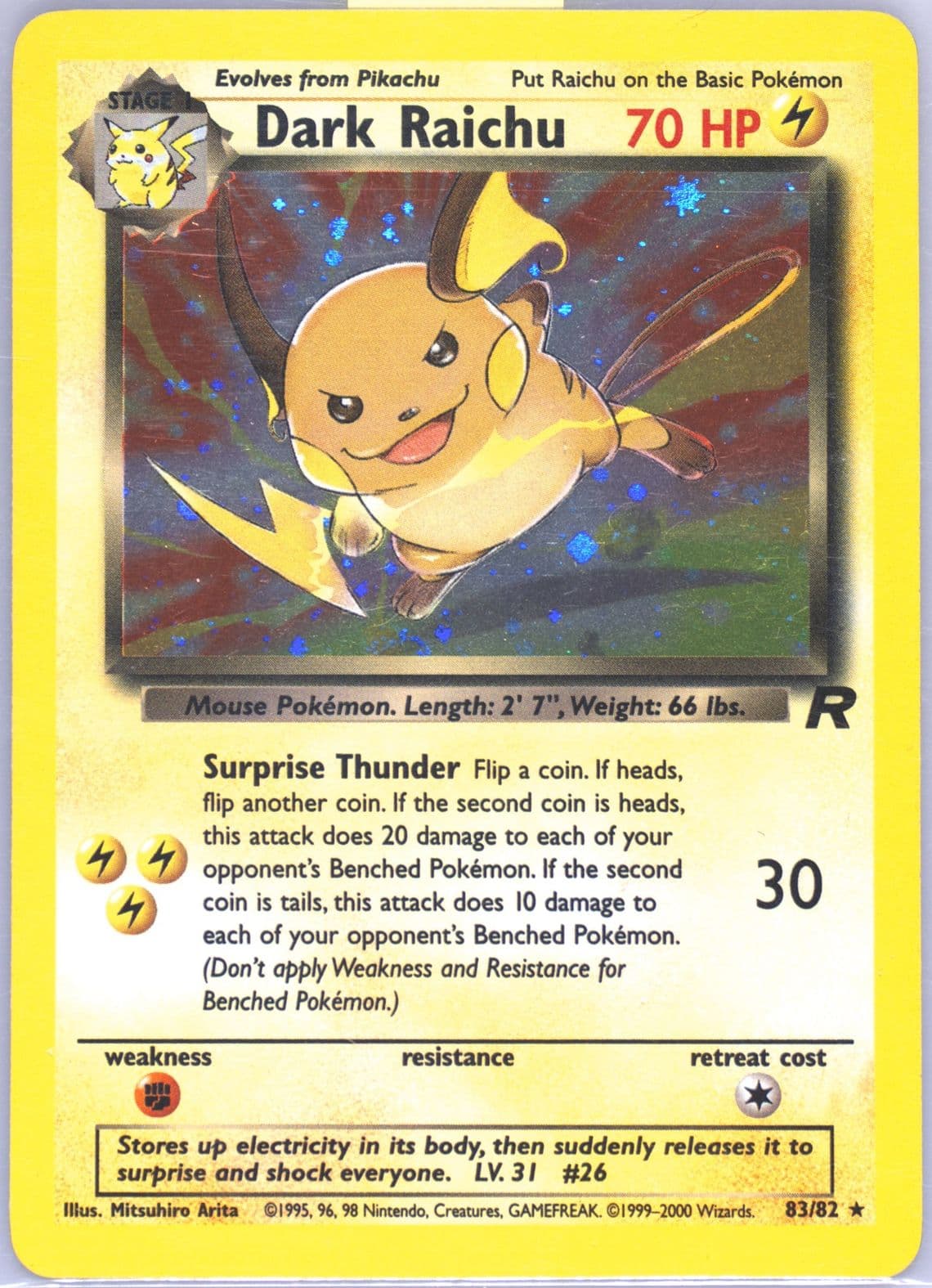 Dark Raichu-Holo (83) 2000 Pokemon Rocket
