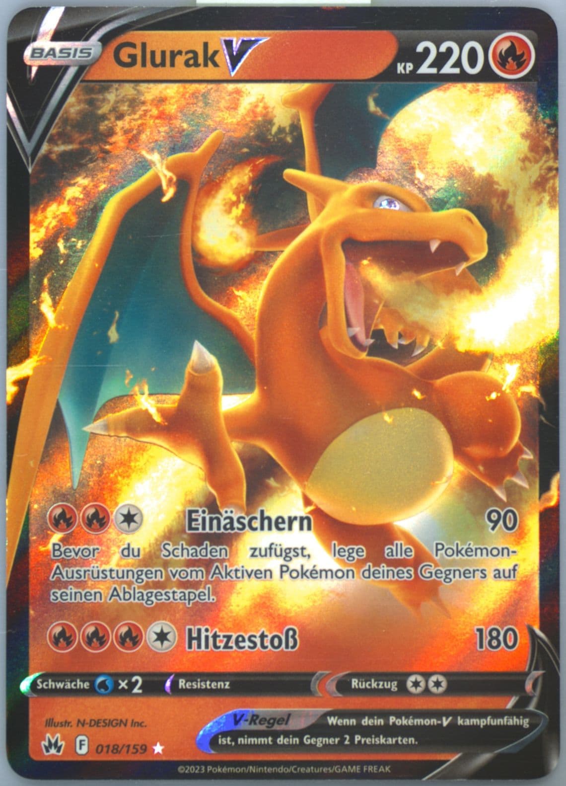 Glurak V German (018) 2023 Pokemon Sword and Shield Crown Zenith