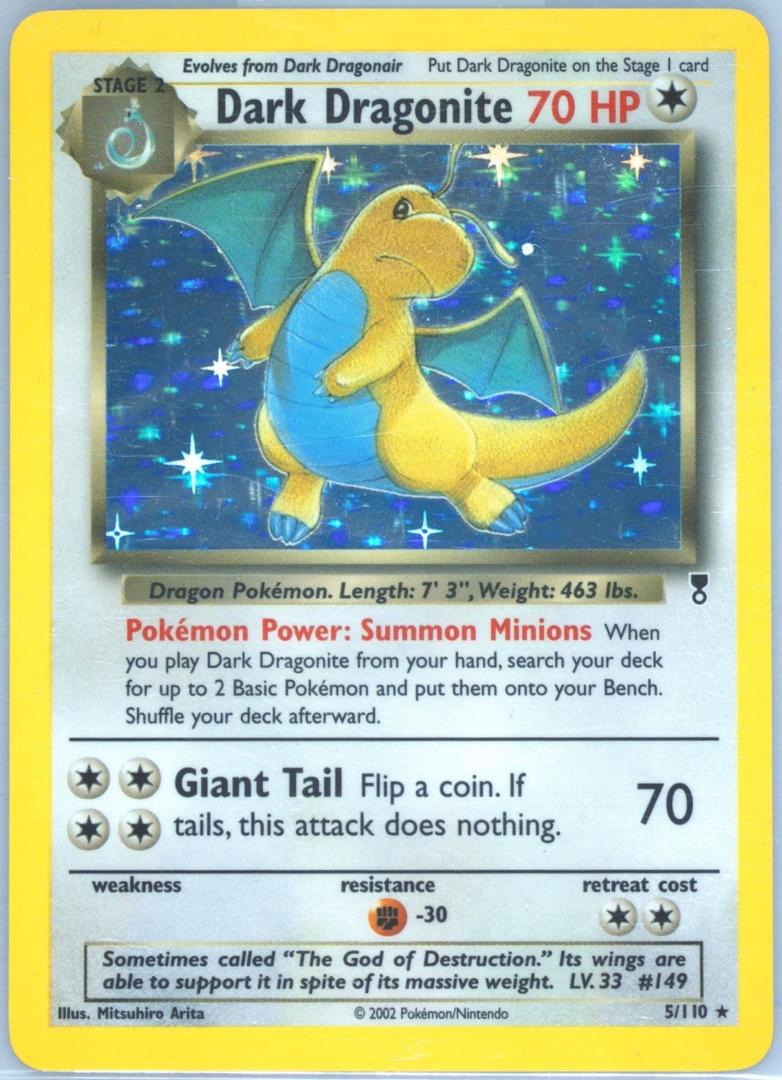 Dark Dragonite-Holo (5) 2002 Pokemon Legendary Collection