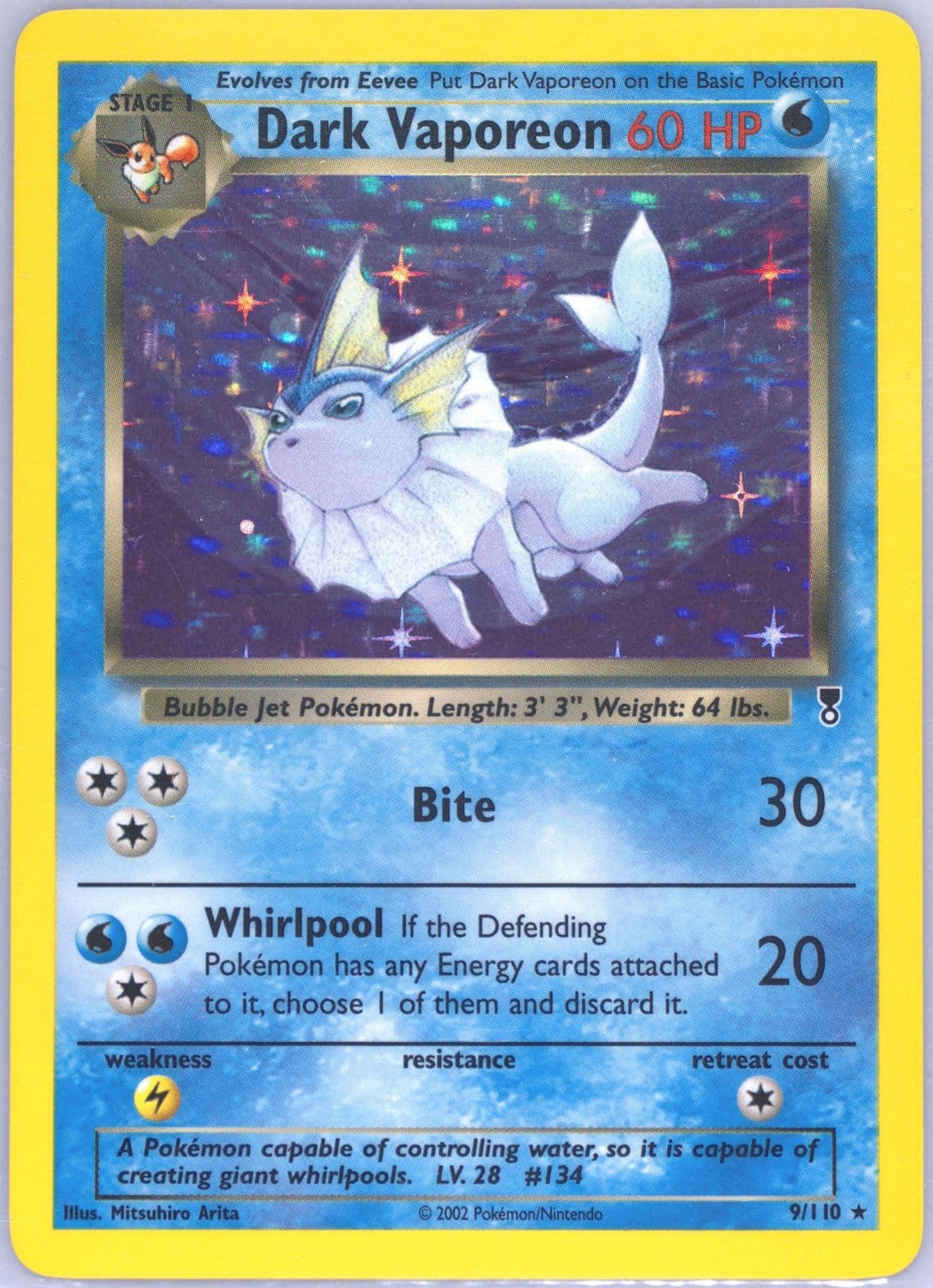 Dark Vaporeon-Holo (9) 2002 Pokemon Legendary Collection