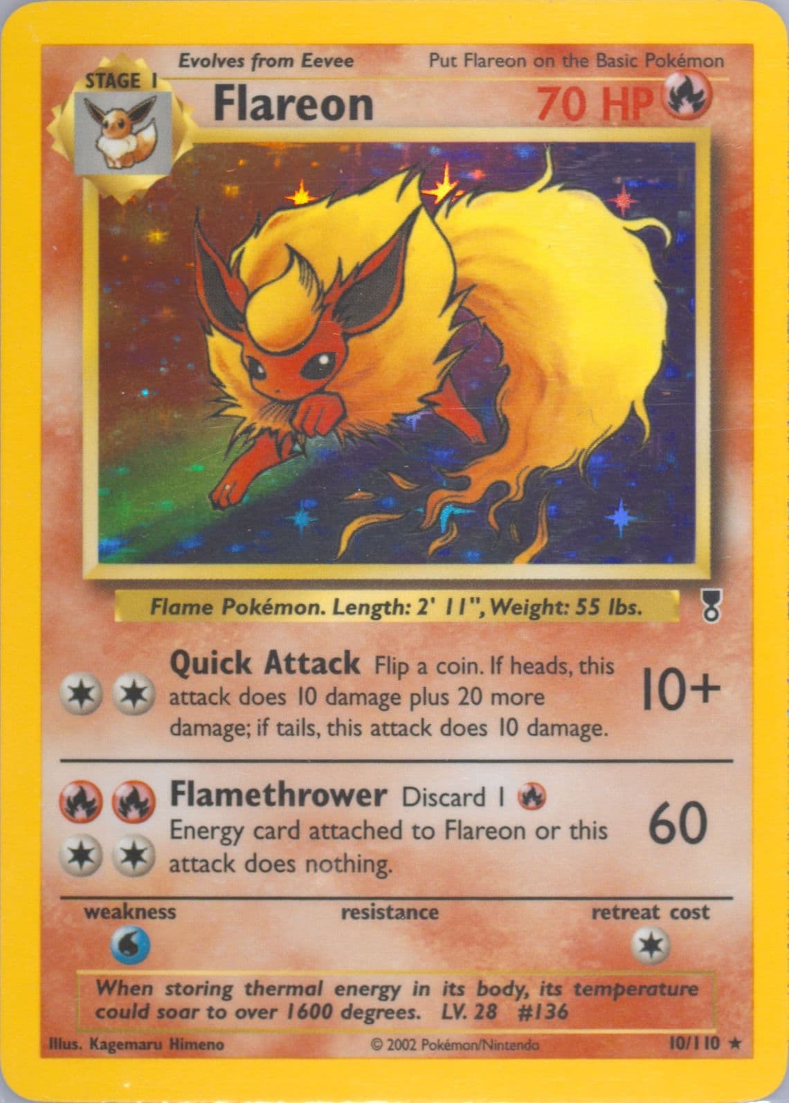 Flareon-Holo (10) 2002 Pokemon Legendary Collection