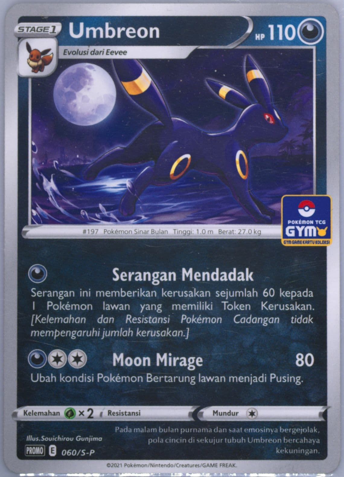 Umbreon Pokemon Card Gym (060) 2021 Pokemon Indonesian S Promo