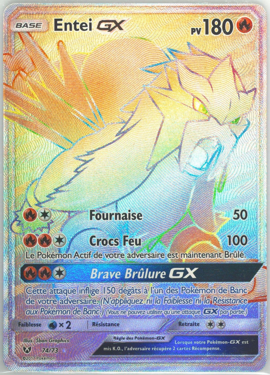 Full Art/Entei GX Secret-French (74) 2017 Pokemon Sun & Moon Shining Legends