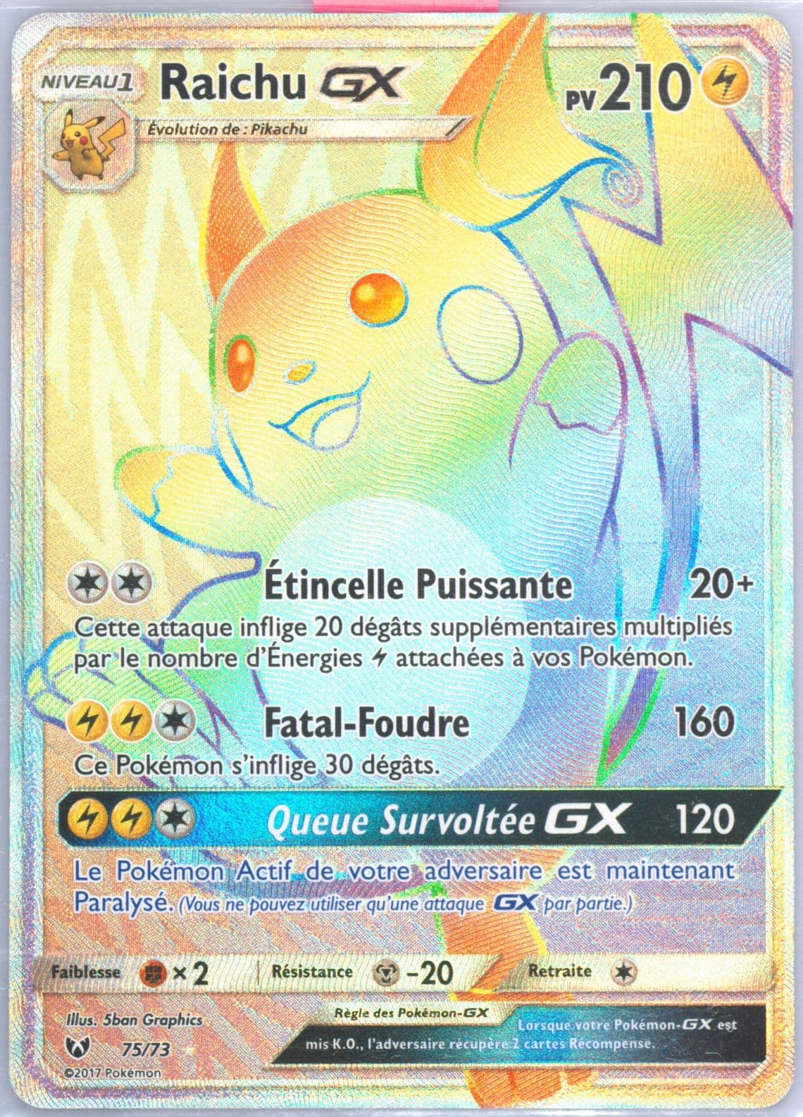 Full Art/Raichu GX Secret-French (75) 2017 Pokemon Sun & Moon Shining Legends