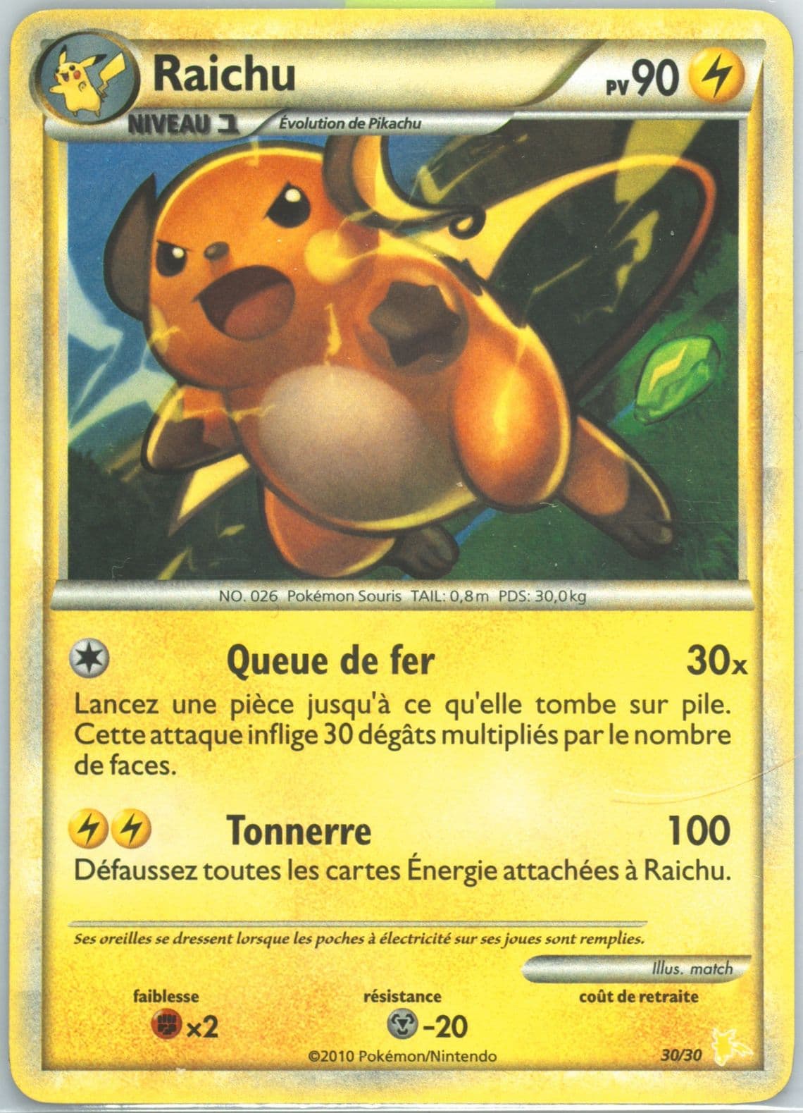 Raichu-Holo French (30) 2010 Pokemon Heartgold & Soulsilver Raichu Deck