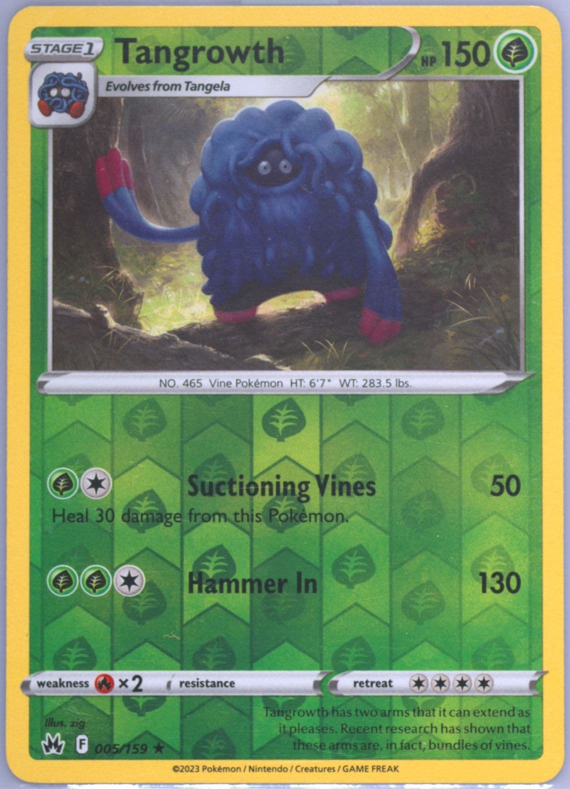 Tangrowth-Reverse Foil (005) 2023 Pokemon Sword and Shield Crown Zenith