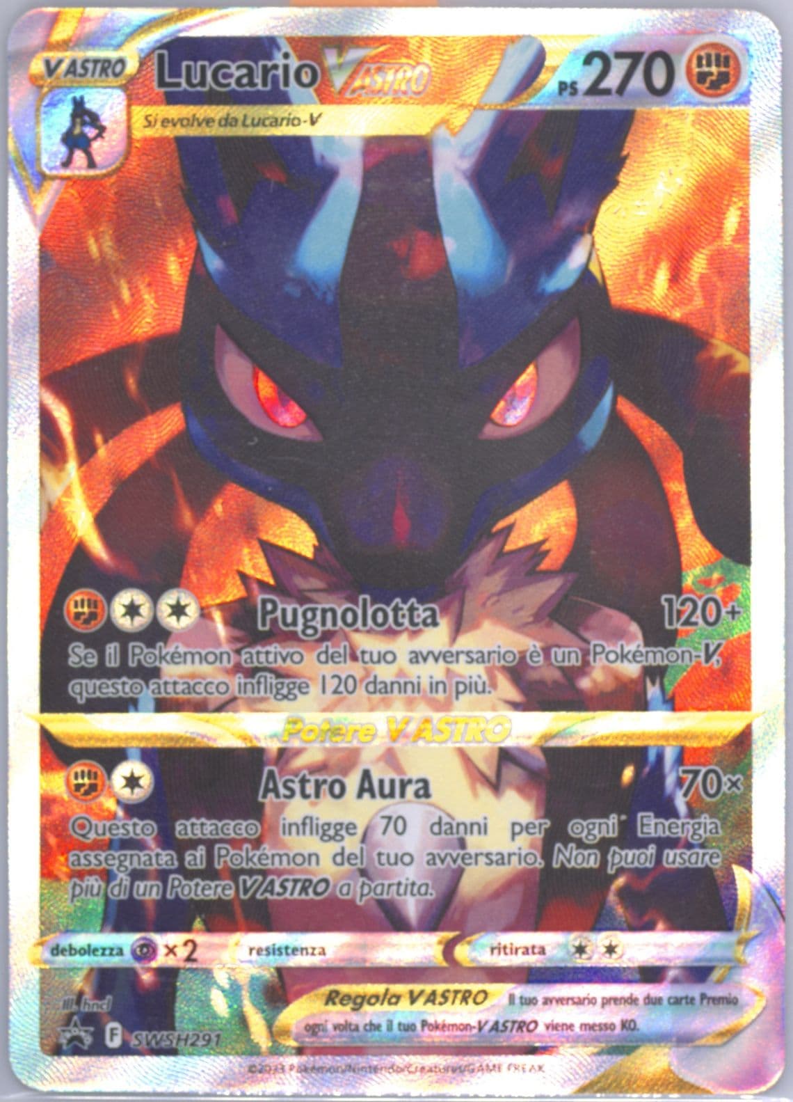 Full Art/Lucario Vstar Crown Zenith Elite Trainer Box-Italian (291) 2023 Pokemon Swsh Black Star Promo