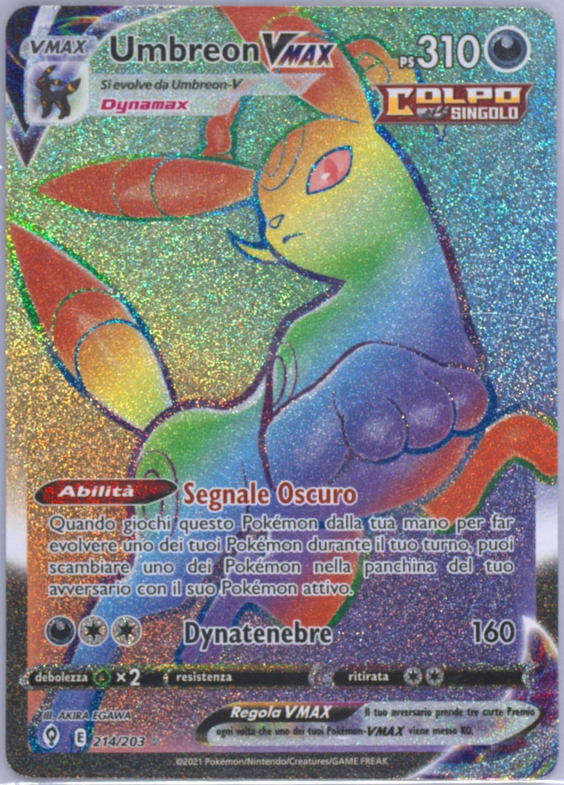 Full Art/Umbreon Vmax Italian-Secret (214) 2021 Pokemon Sword & Shield Evolving Skies