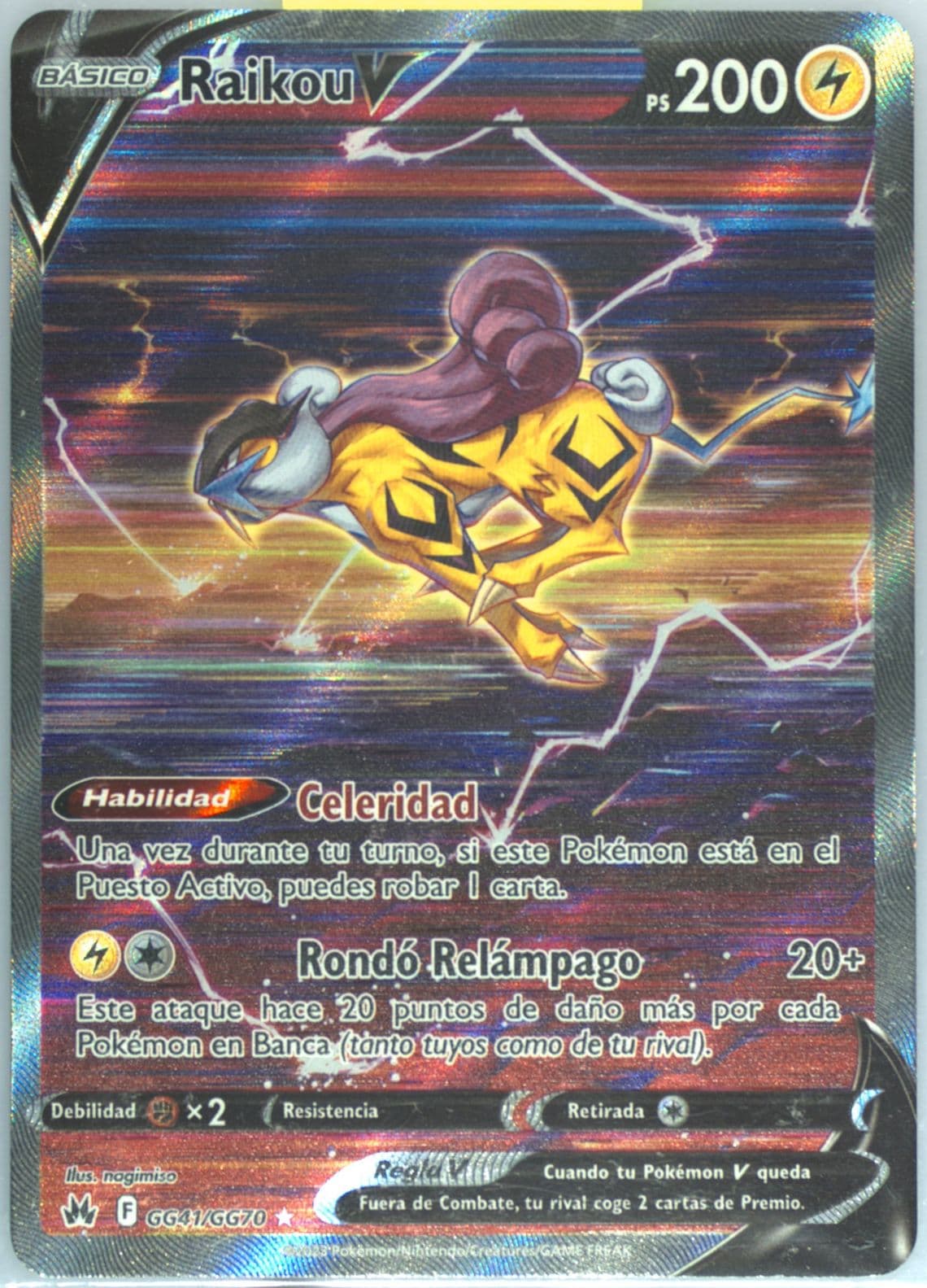 Full Art/Raikou V Spanish (GG41) 2023 Pokemon Sword and Shield Crown Zenith