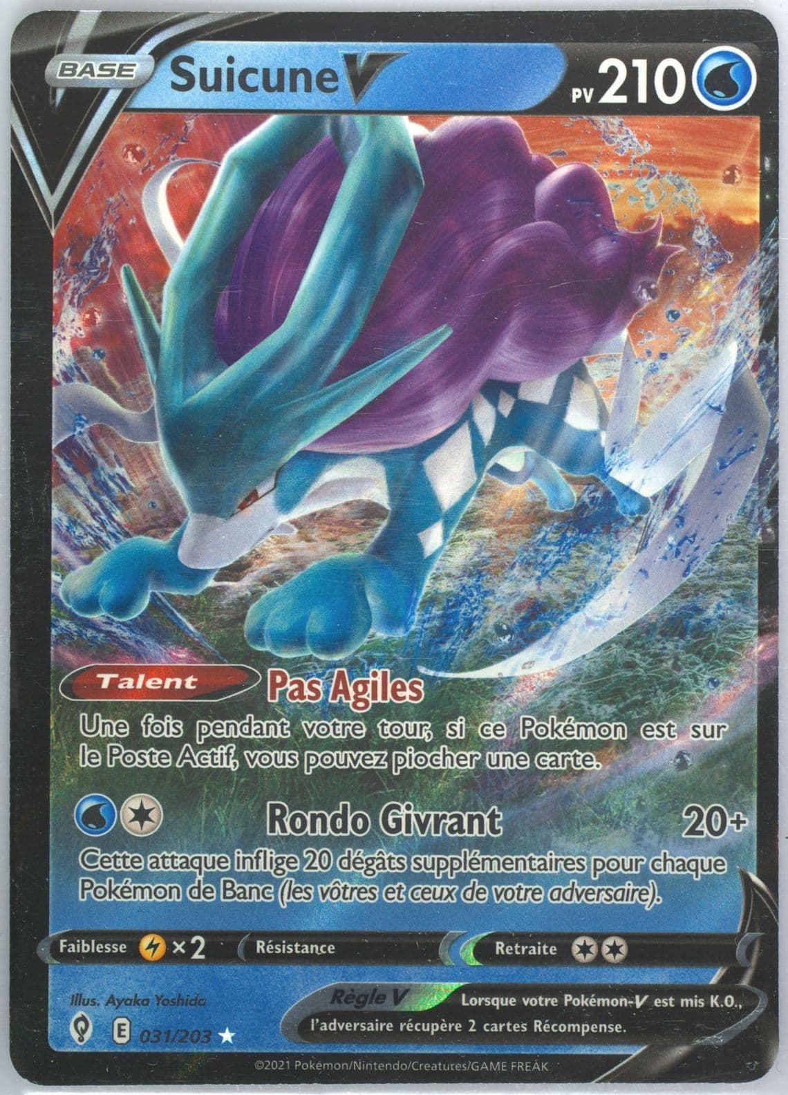 Suicune V French (031) 2021 Pokemon Sword & Shield Evolving Skies