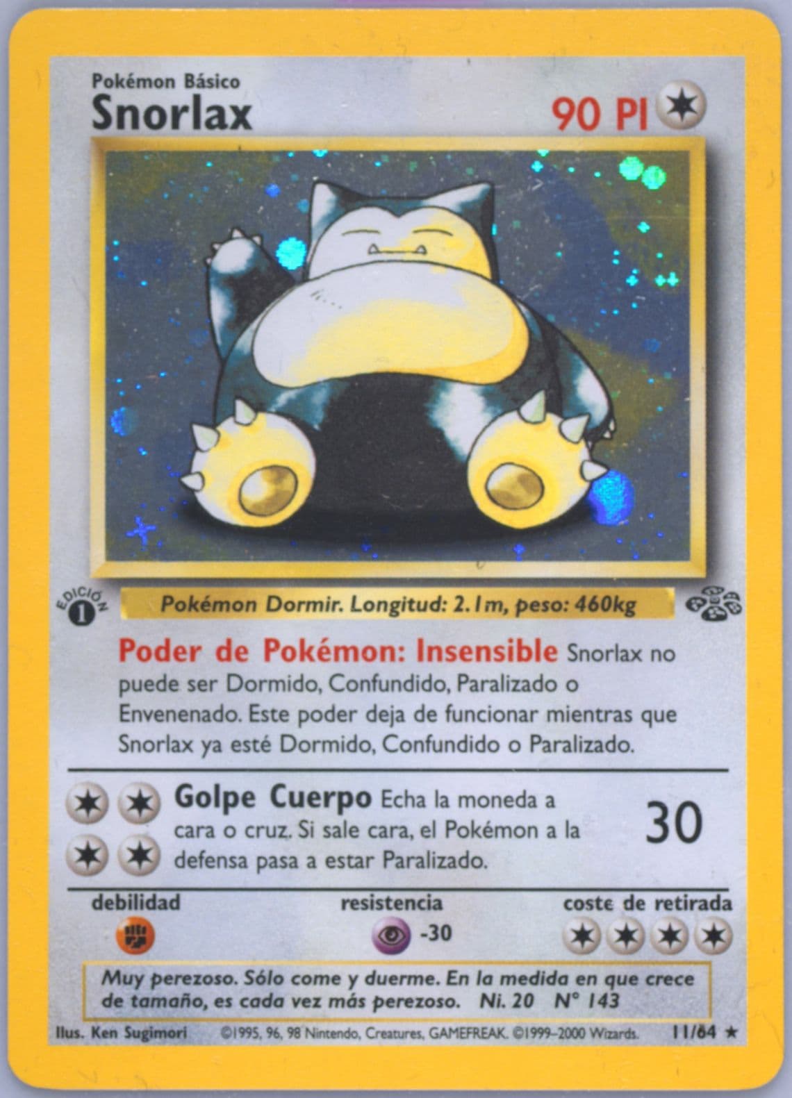 Snorlax-Holo 1st Edition (11) 2000 Pokemon Spanish Jungle