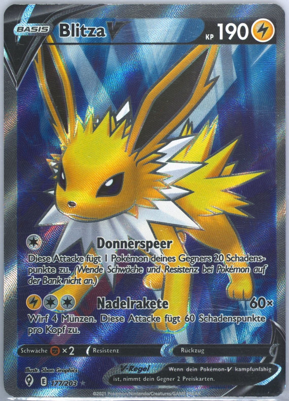 Full Art/Blitza V German (177) 2021 Pokemon Sword & Shield Evolving Skies