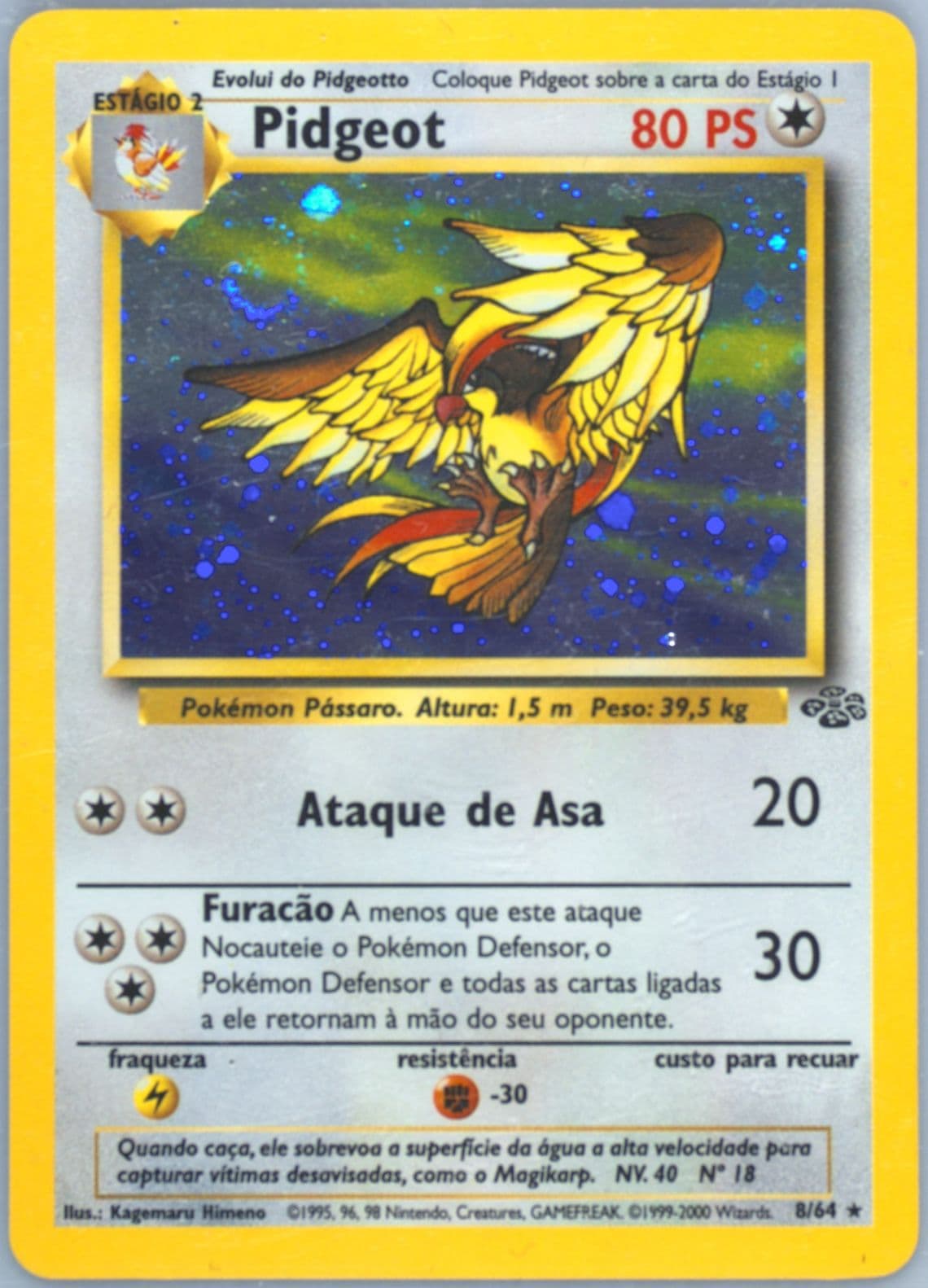 Pidgeot-Holo (8) 2000 Pokemon Portuguese Jungle
