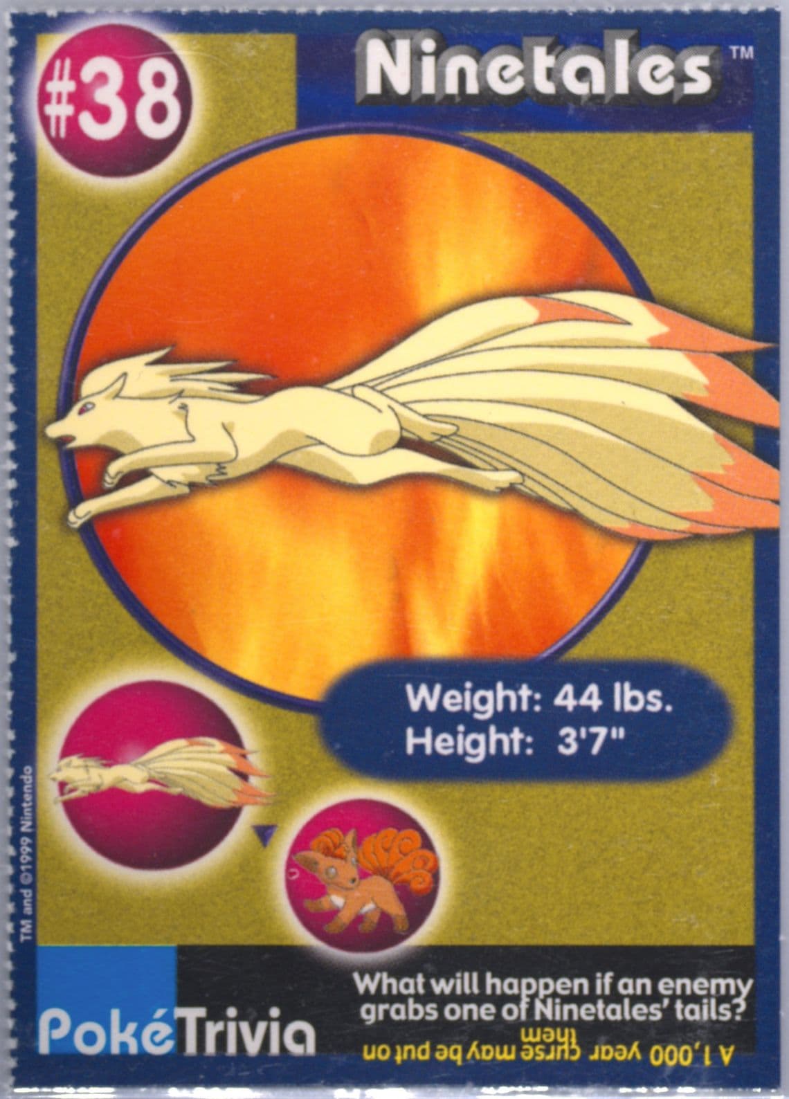 Ninetales Perforated (38) 1999 Pokemon Burger King