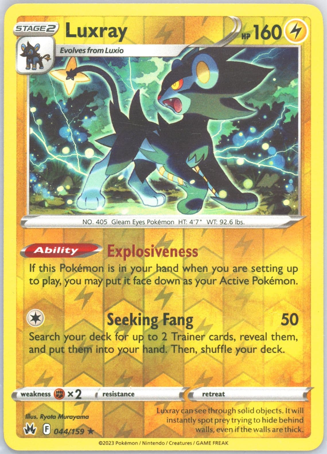 Luxray-Reverse Foil (044) 2023 Pokemon Sword and Shield Crown Zenith