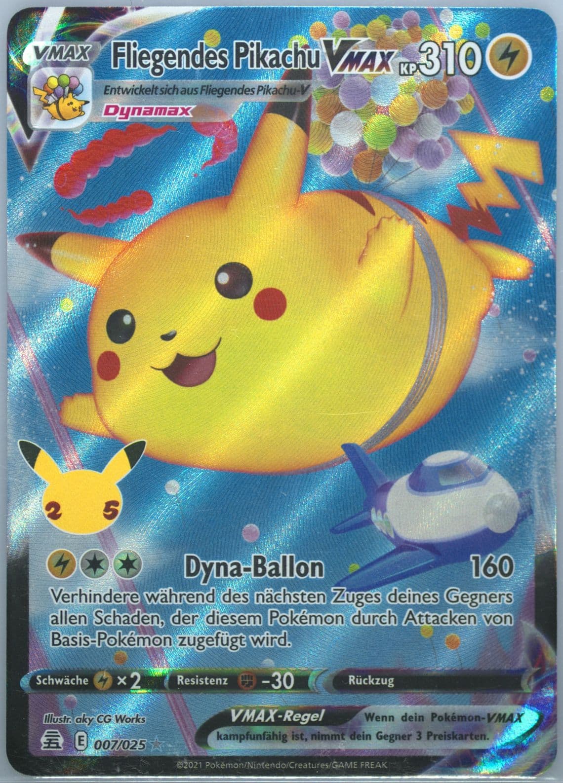 Full Art/Fliegendes Pikachu Vmax German (007) 2021 Pokemon Celebrations