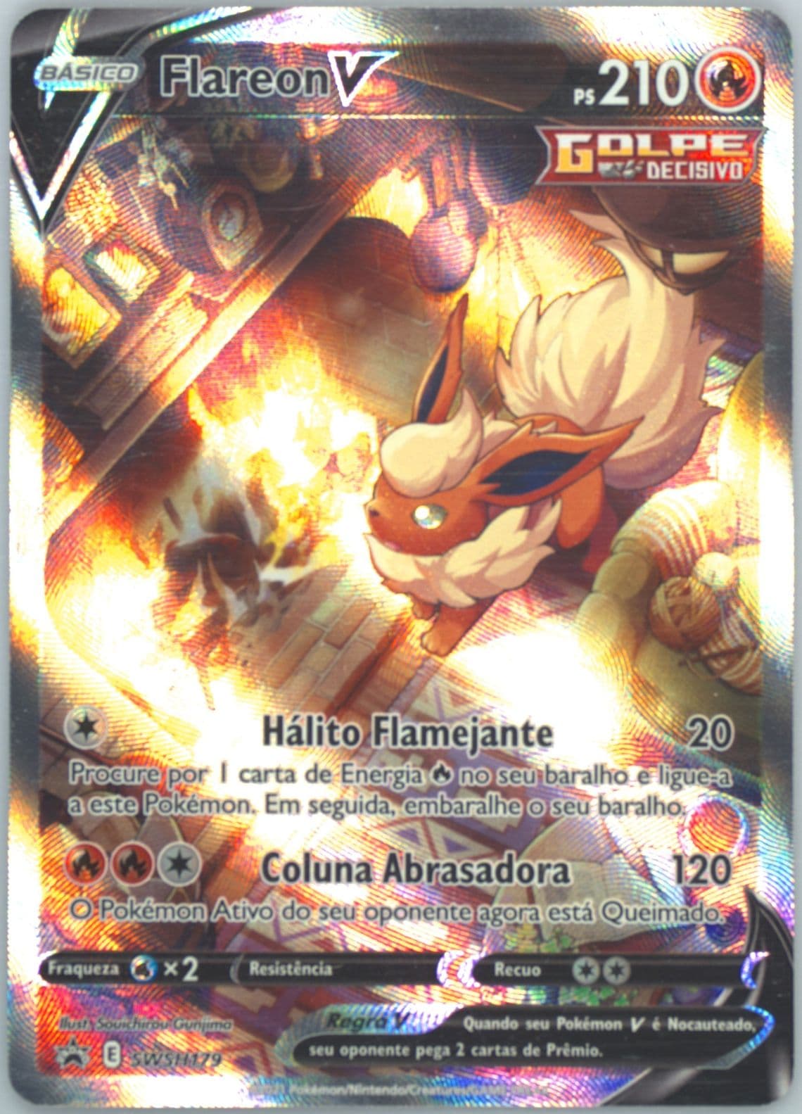 Full Art/Flareon V Flareon Vmax Premium Collection-Portuguese (179) 2022 Pokemon Swsh Black Star Promo