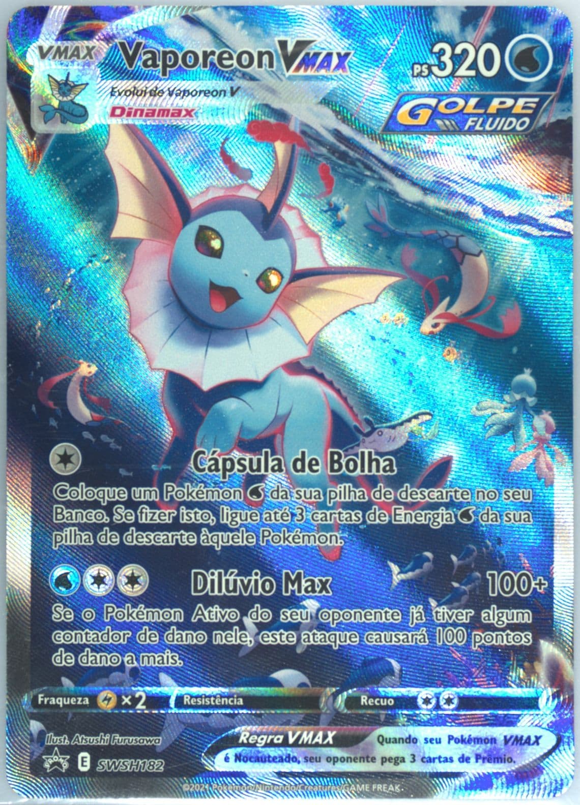 Full Art/Vaporeon Vmax Vaporeon Vmax Premium Collection-Portuguese (182) 2022 Pokemon Swsh Black Star Promo