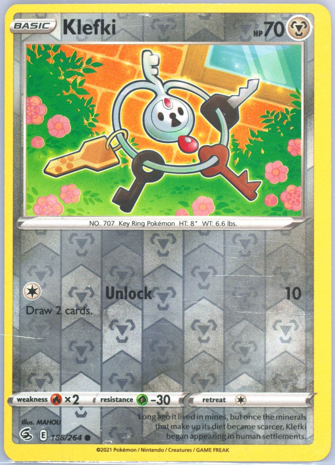 Klefki-Reverse Foil (186) 2021 Pokemon Sword & Shield Fusion Strike