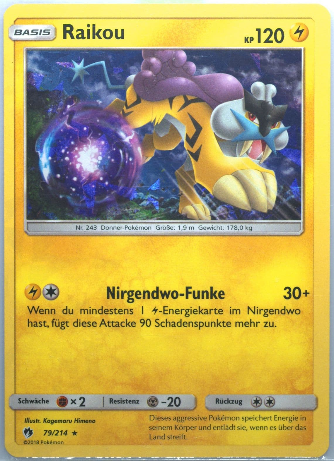 Raikou-Holo German-Cracked Ice Storm Caller Theme Deck (79) 2018 Pokemon Sun & Moon Lost Thunder