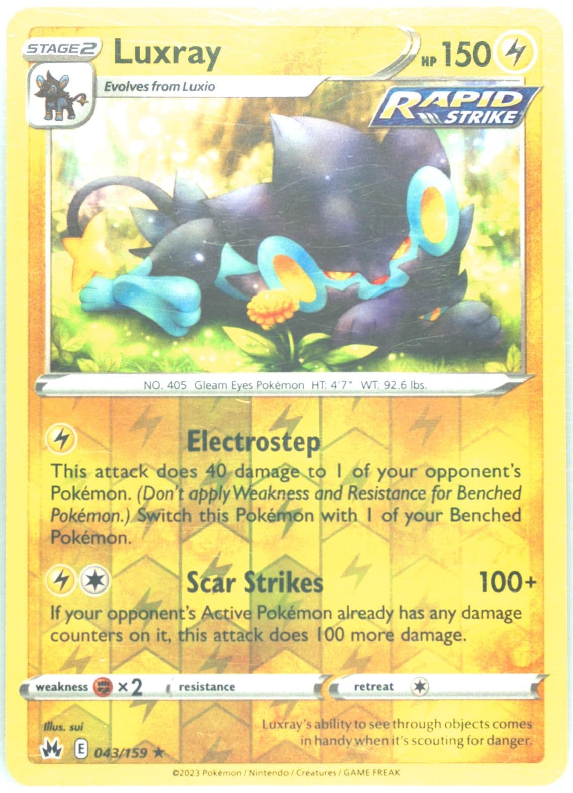 Luxray-Reverse Foil (043) 2023 Pokemon Sword and Shield Crown Zenith