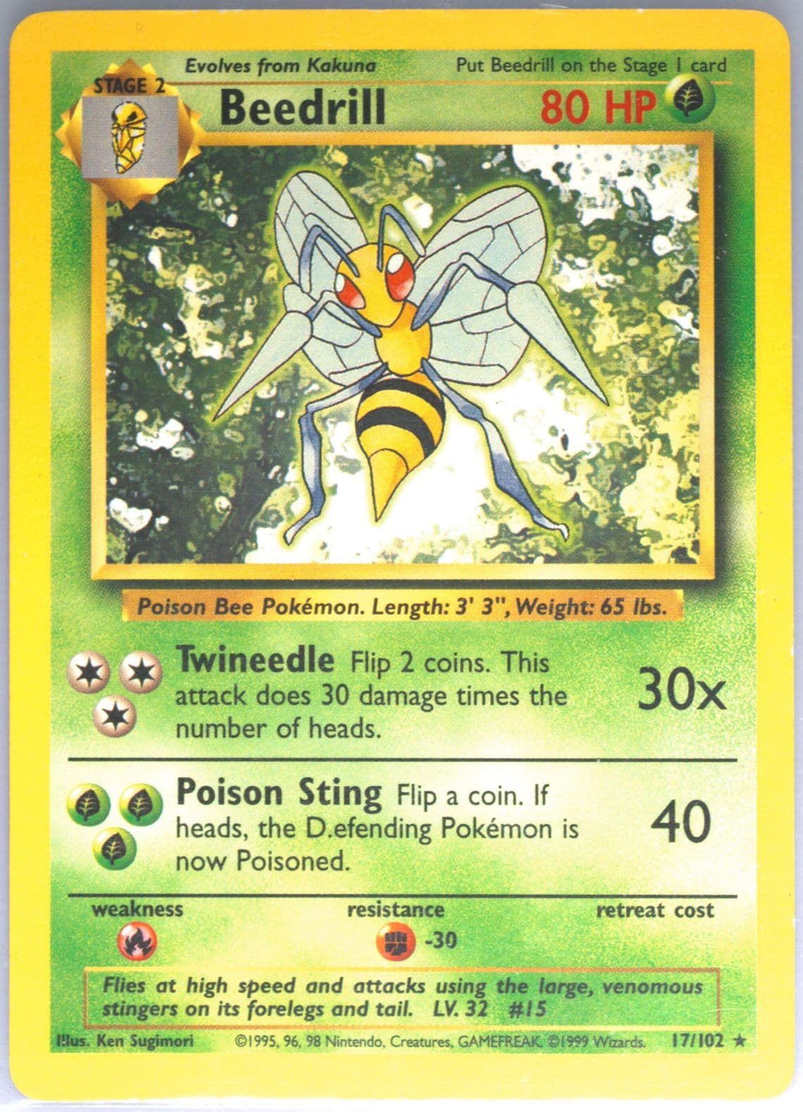 Beedrill "D.Efending" Error (17) 1999 Pokemon Game