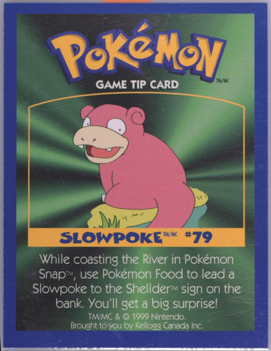Slowpoke 1999 Kellogg's Pokemon Game Tips