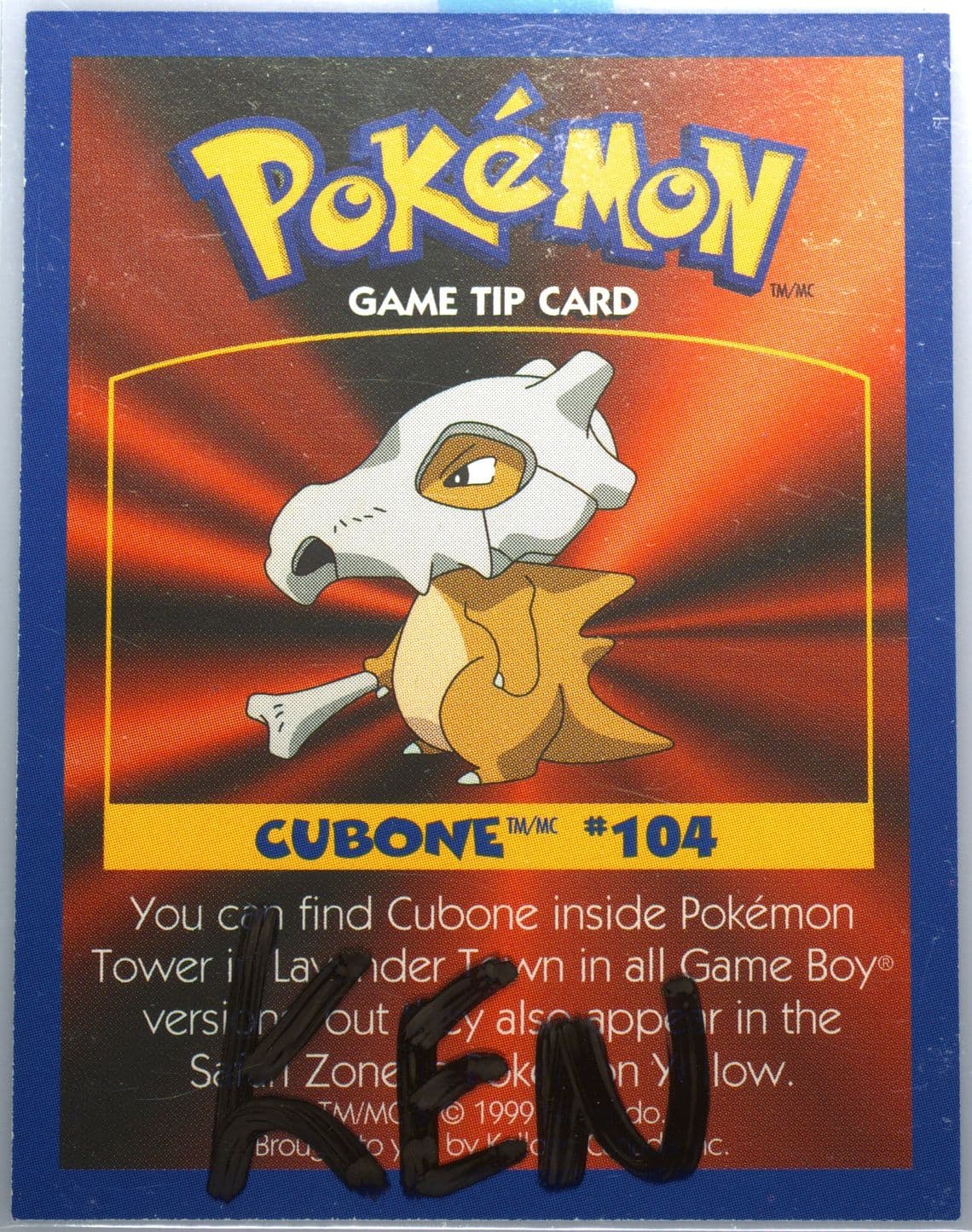 Cubone 1999 Kellogg's Pokemon Game Tips