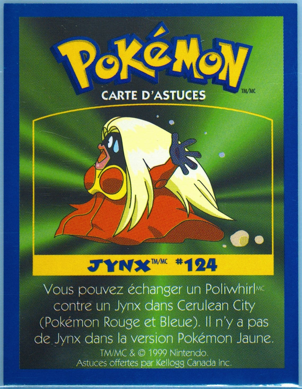 Jynx 1999 Kellogg's Pokemon Game Tips